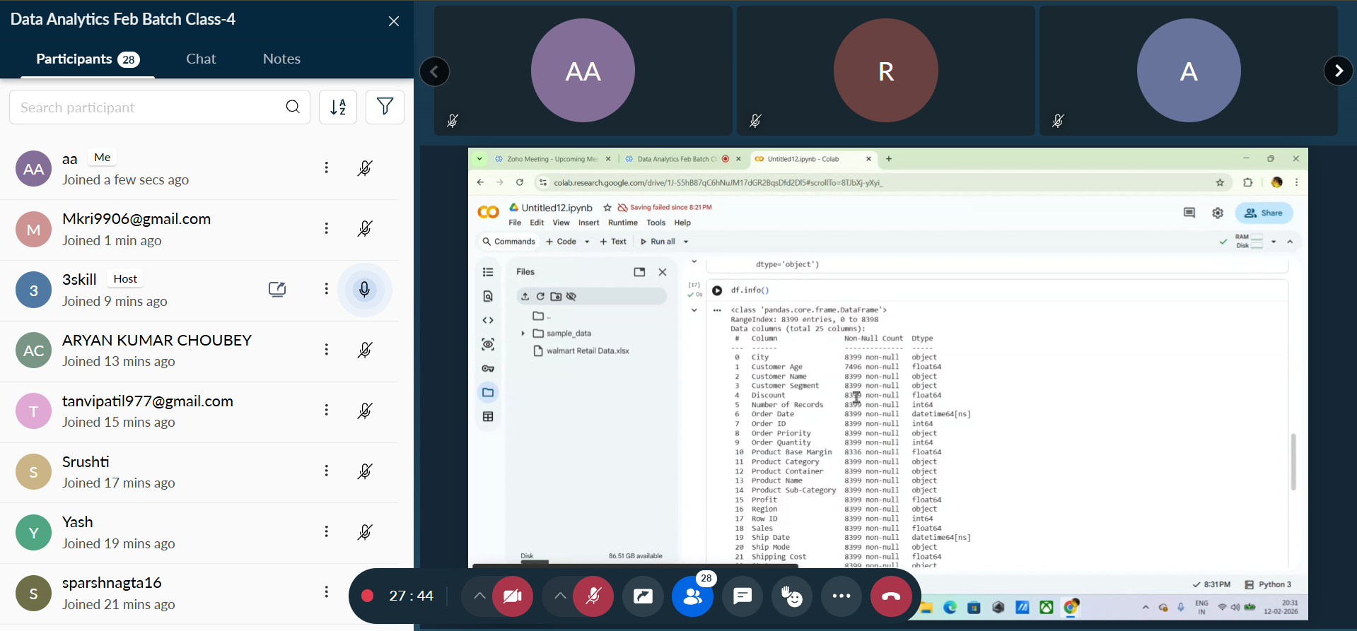 Live Class Screenshot