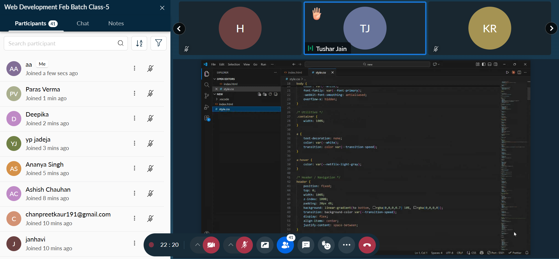 Live Class Screenshot
