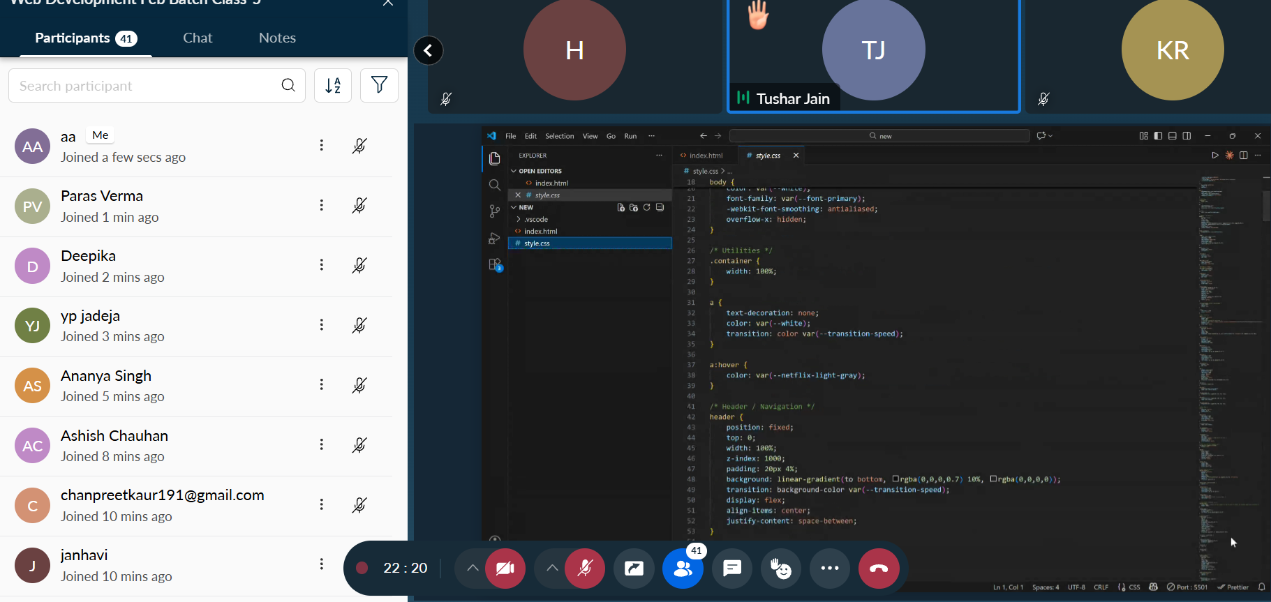 Live Class Screenshot